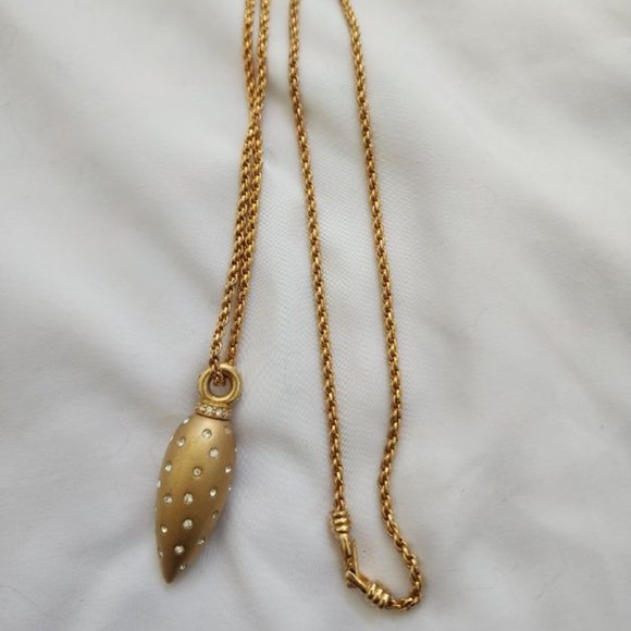 SWAROVSKI BRUSHED GOLD NECKLACE WITH CRYSTAL PENDANT - Picture 1 of 3